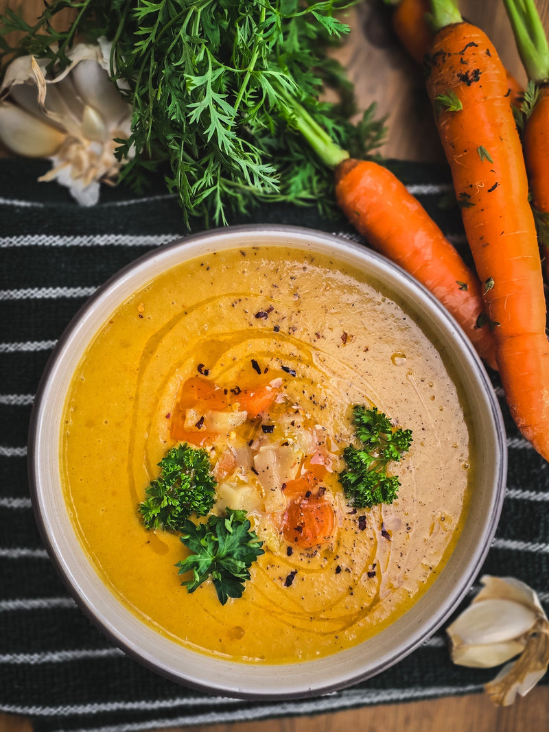 Spiced Carrot, Leek & Coconut Soup with Miso